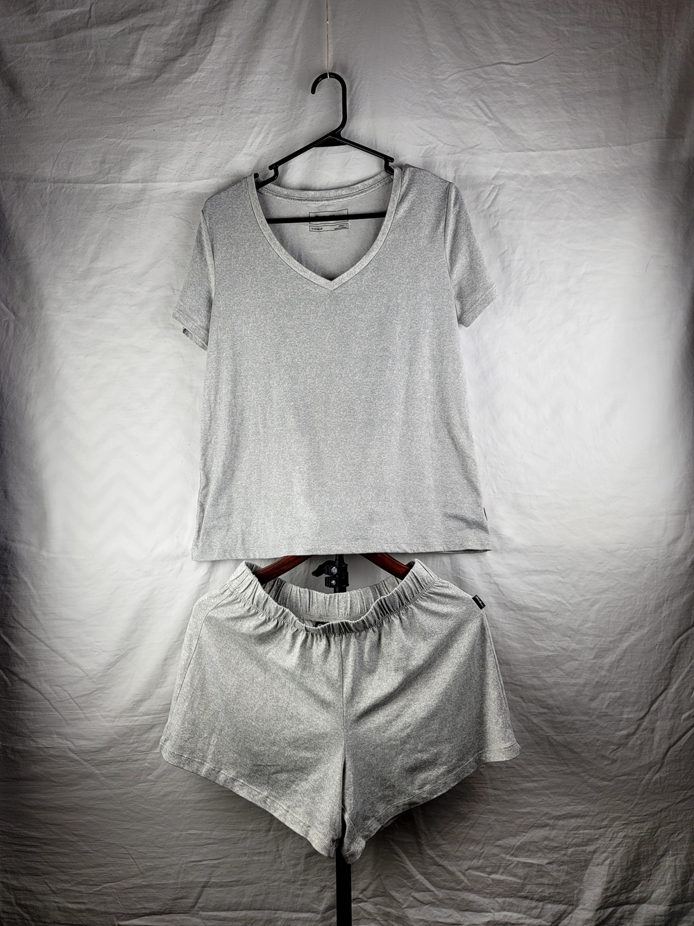 Eddie Bauer Heather Grey Pajama Shorts & V-Neck Top Lounge Set Size S